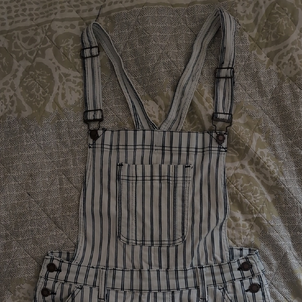 Judy Blue Cream and Navy Striped Overalls